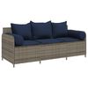 vidaXL Sodo sofa su pagalvėlėmis, 3 sėdimos vietos, pilka, poliratanas
