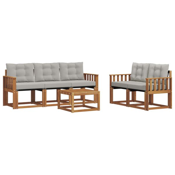 vidaXL Lauko sofos komplektas 6 pcs Natūrali ir &scaron;viesiai pilka