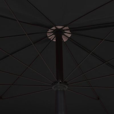 vidaXL Sodo skėtis nuo saulės su stulpu, juodos spalvos, 200x130cm