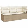 vidaXL Trivietė sodo sofa su pagalvėlėmis, smėlio spalvos, poliratanas
