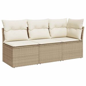 vidaXL Trivietė sodo sofa su pagalvėlėmis, smėlio spalvos, poliratanas