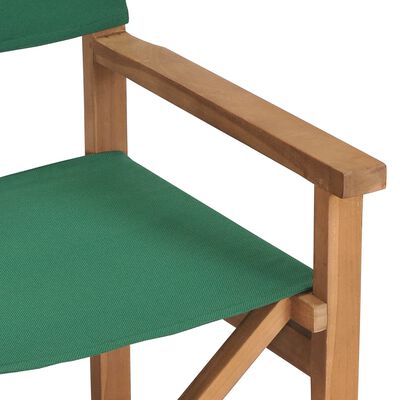 vidaXL Režisieriaus kėdė, žalios spalvos, tikmedžio medienos masyvas