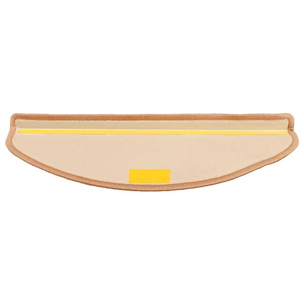 vidaXL Lipnūs laiptų kilimėliai, 15vnt., smėlio spalvos, 65x21x4cm