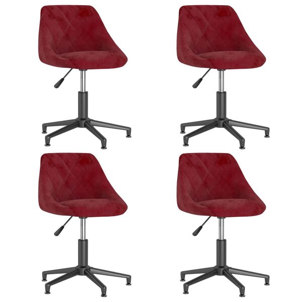 vidaXL Pasukamos valgomojo kėdės, 4vnt., vyno raudonos, aksomas