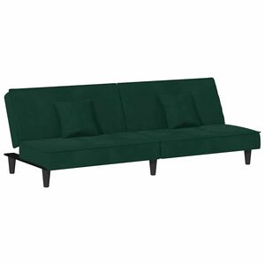vidaXL Sofa-lova, tamsiai žalios spalvos, aksomas
