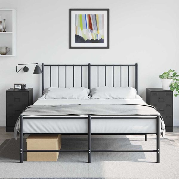 vidaXL Naktinės spintelės, 2vnt., juodos, 34,5x39x62cm, plienas