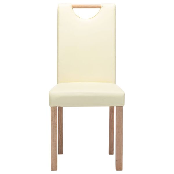 vidaXL Valgomojo kėdės, 4vnt., kreminės spalvos, dirbtinė oda