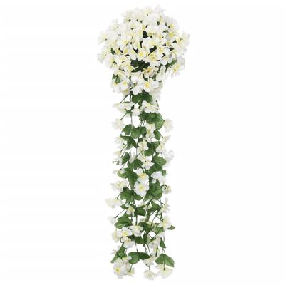 vidaXL Dirbtinių gėlių girliandos, 3vnt., baltos spalvos, 85cm