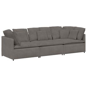 vidaXL Modulinė sofa su pagalvėlėmis, &scaron;viesiai pilka, velvetas, audinys