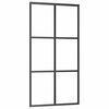 vidaXL Stumdomos durys, juodos, 102x205cm, ESG stiklas ir aliuminis