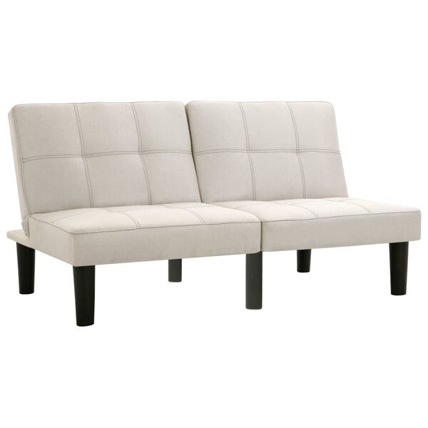vidaXL Dvivietė sofa, kreminės spalvos, audinys