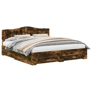 vidaXL Lovos rėmas Rūkyta ąžuolas 200 x 200 cm Apdirbta mediena