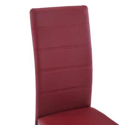 vidaXL Gembinės valgomojo kėdės, 4vnt., raudonos, dirbtinė oda