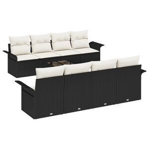 vidaXL Sodo Sofų Rinkinys 9 pcs Juoda ir kreminė poliratanas