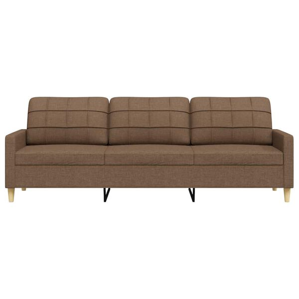 vidaXL Trivietė sofa, rudos spalvos, 210cm, audinys
