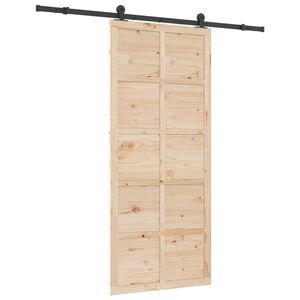vidaXL Slankios durys 90 x 208 cm Pu&scaron;ies medienos masyvas Natūrali