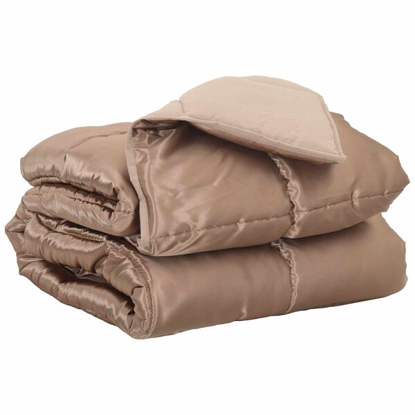 vidaXL Pilna metų antklodė Auksinė 220 x 140 cm Satin ir mikropluo&scaron;tas