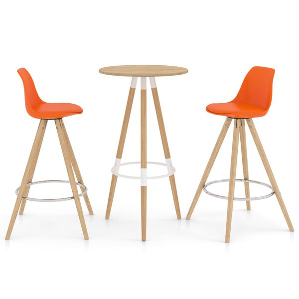 vidaXL Baro baldų komplektas, 3 dalių, oranžinis (287257+289177)