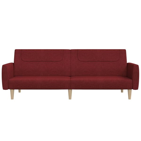 vidaXL Dvivietė sofa-lova, raudonojo vyno spalvos, audinys
