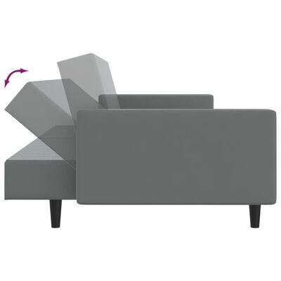 vidaXL Dvivietė sofa-lova, pilkos spalvos, dirbtinė oda