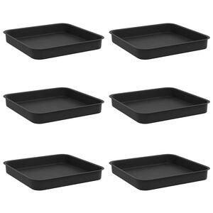 vidaXL Kvadratinis gėlių padėklas 6 pcs Juoda 15 x 15 x 2 cm Plastmasė