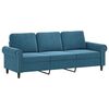 vidaXL Trivietė sofa su pakoja, mėlynos spalvos, 180cm, aksomas
