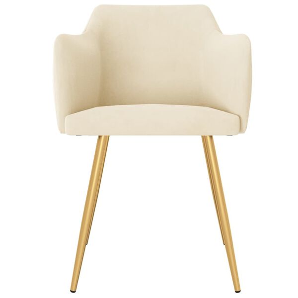 vidaXL Valgomojo kėdės, 6vnt., kreminės spalvos, aksomas