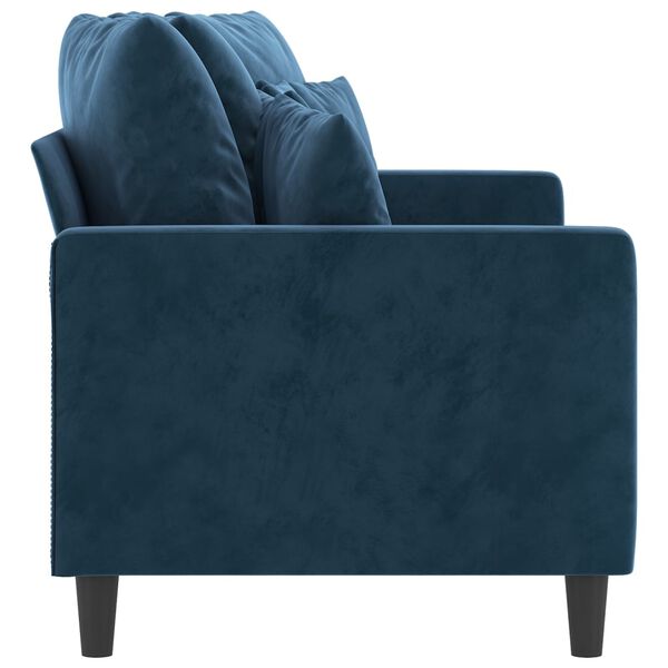 vidaXL Dvivietė sofa, mėlynos spalvos, 140cm, aksomas