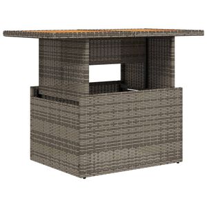vidaXL Sodo stalas, pilkas, 100x55x73cm, poliratanas/akacijos mediena