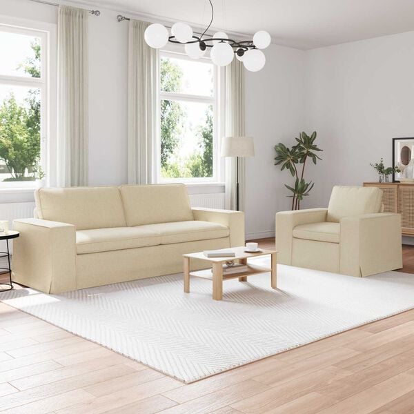 vidaXL Sofa 2 pcs Kreminė 182 x 80 x 82 cm audinys