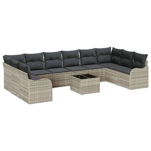 vidaXL Sodo Sofų Rinkinys &Scaron;viesiai pilka 55 x 55 x 37 cm poliratanas