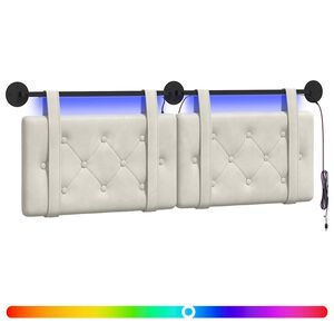 vidaXL Pakabinamas lovos galvūgalis Su LED &scaron;viesa Kreminė Aksomas