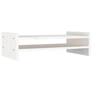 vidaXL Monitoriaus stovas, baltas, 50x27x15cm, pu&scaron;ies medienos masyvas