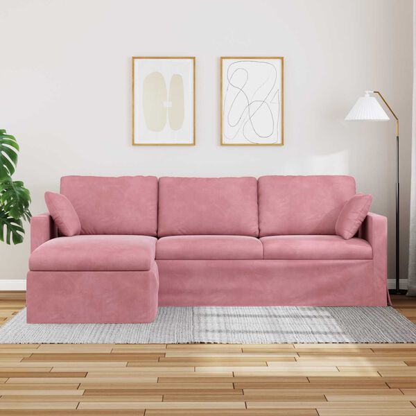 vidaXL Sofa Rožinė Bendri matmenys: 228 x 134 cm (P X G x A) Aksomas