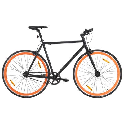 vidaXL Fiksuotos pavaros dviratis, juodas ir oranžinis, 700c, 55cm