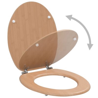vidaXL Klozeto sėdynė su dangčiu, MDF, bambuko dizaino