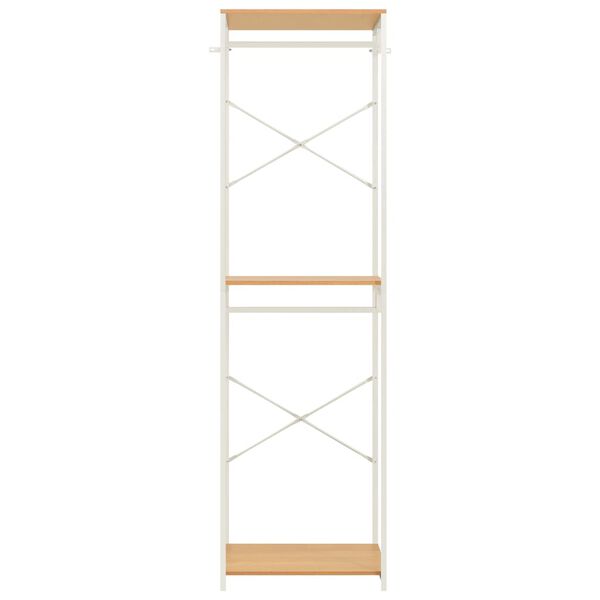 vidaXL Drabužių spinta, balta/ažuolo, 60x40x213cm, metalas ir MDP