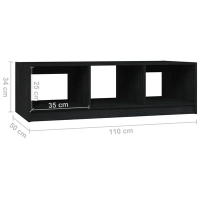 vidaXL Kavos staliukas, juodas, 110x50x34cm, pušies medienos masyvas