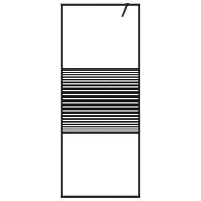 vidaXL Dušo sienelė, juoda, 80x195cm, skaidrus ESG stiklas