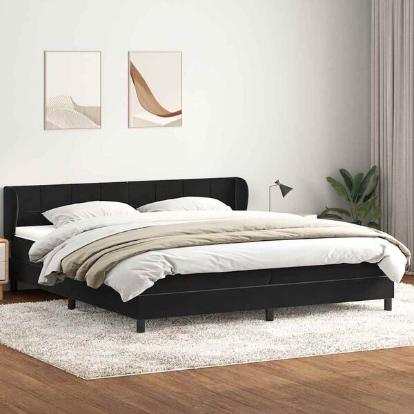vidaXL Box Spring Lova su čiužiniais Juoda 180x210 cm aksomas