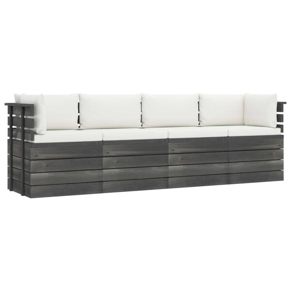 vidaXL Keturvietė sodo sofa i&scaron; palečių su pagalvėlėmis, pu&scaron;ies mediena