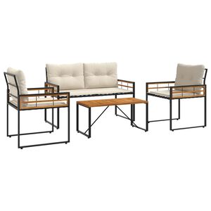 vidaXL Lauko baldų komplektas su pagalve 4 pcs Kreminė