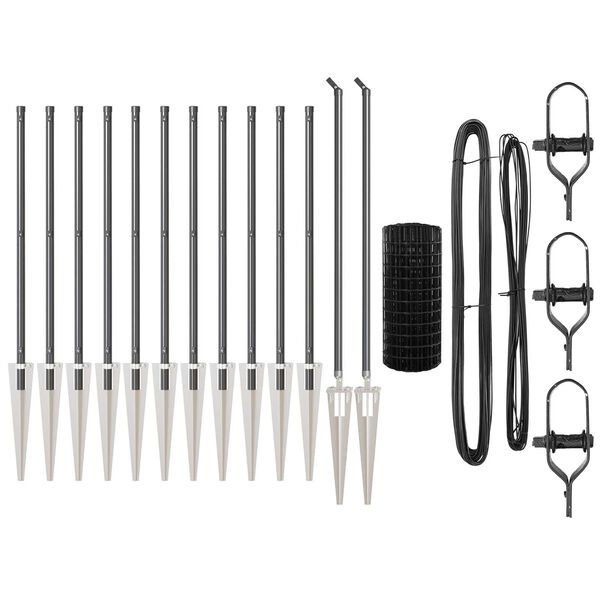 vidaXL Tvora su stulpais Pilka 0,6 x 25 m Plienas ir PVC