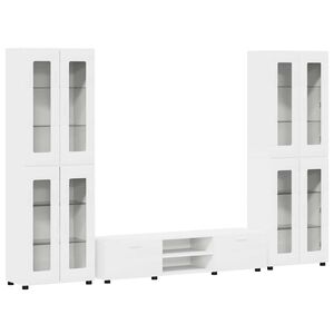 vidaXL TV spintelių komplektas su stalčių Balta Apdirbta mediena