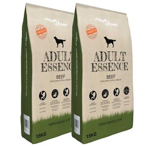 vidaXL Sausas maistas &scaron;unims, Adult Essence Beef, (2 x 15 kg)