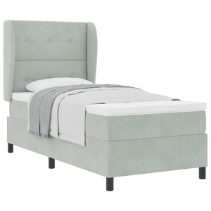 vidaXL Kiemas lova su čiužiniu &Scaron;viesiai pilka 190 x 90 cm Aksomas