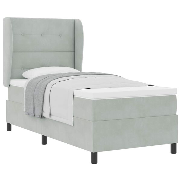 vidaXL Kiemas lova su čiužiniu &Scaron;viesiai pilka 190 x 90 cm Poliesteris