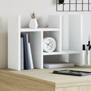 vidaXL Ra&scaron;omojo stalo lentyna, balta, 34,5x15,5x35,5cm, mediena