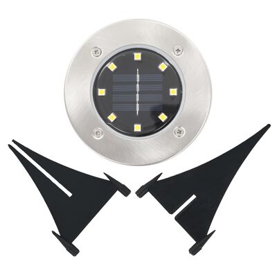 vidaXL Saulės energ. įkraunami šviestuvai, 8vnt., balt. sp. LED lemp.