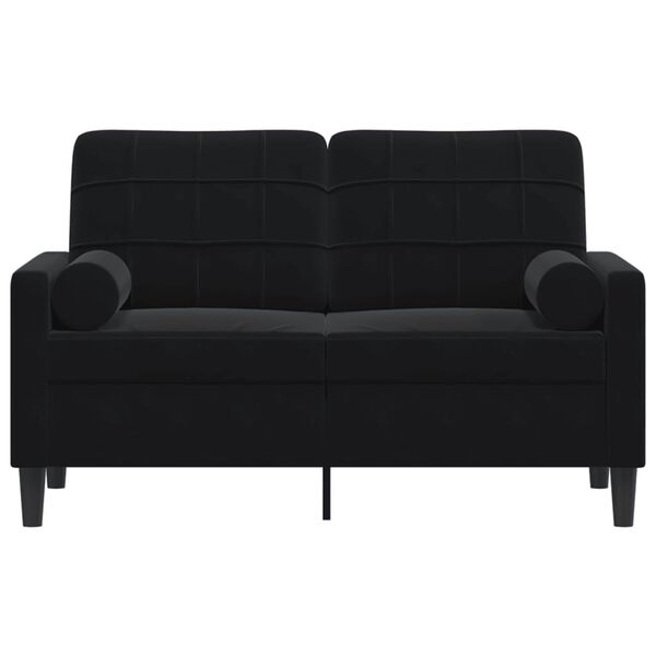 vidaXL Dvivietė sofa su pagalvėlėmis, juodos spalvos, 120cm, aksomas
